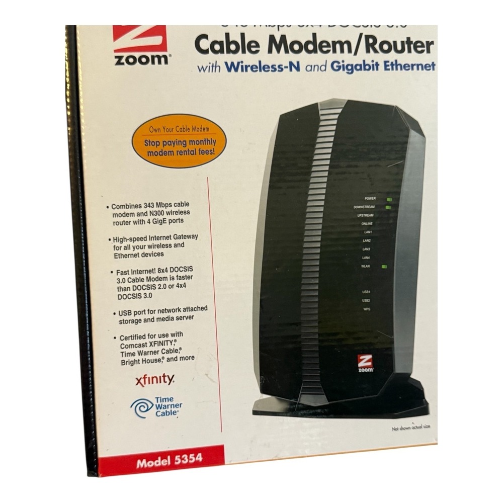 Zoom Cable Modem Router N-DOCSIS 3.0 Model 5354 Wireless - Picture 7 of 13